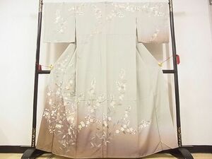 平和屋-こころ店■訪問着　総刺繍　枝花文　暈し染め　金糸　鈴乃屋扱い　正絹　逸品　未使用　AAAD4586Ata