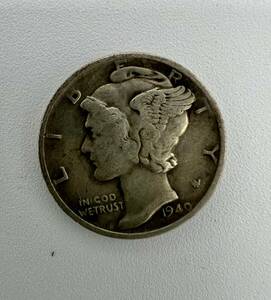 現状品 外国 USA アメリカ合衆国 ONE DIME ワンダイム 約2.4g マーキュリー ダイム１０セント 銀貨 1940年S