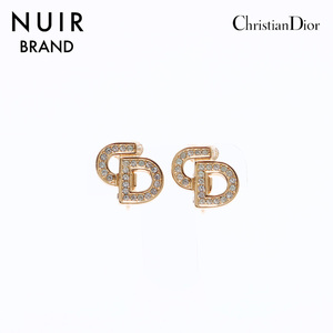 クリスチャンディオール Christian Dior イヤリング ロゴ ラインストーン ゴールド