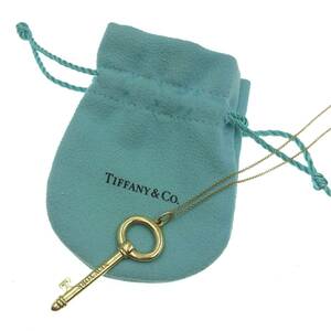 【美品】Tiffany &Co. オーバル キー ネックレス Au750 K18 YG イエローゴールド 10.9g 鍵 ペンダント ロングネックレス ティファニー 布袋