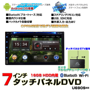 車載 カーナビ　2DIN 7インチCPRM対応 Android DVDプレイヤー+2×2フルセグチューナーセット　「D342]