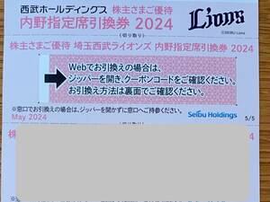 西武ライオンズ　内野指定席引換券　2024年　1枚