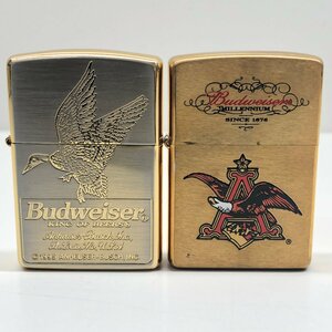 【未使用】Budweiser　バドワイザー　ZIPPO　ジッポ2点おまとめ　喫煙具　コレクション　本体のみ　火花確認済み