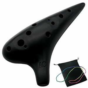 Aestivate Plastic Ocarina オカリナ 楽器 12穴 アルトC調 プラスチック AC Ocarina 吹奏管 樹脂(ブラッ