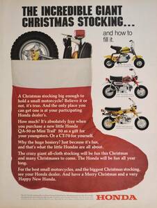 稀少！1972年ホンダ・オートバイ広告/Honda/QA-50/Mini Trail/CT-70/Z-50/旧車/昭和レトロ/X