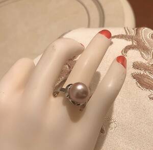 素敵な大粒本真珠のボリューム感で楽しめます♪珍しい天然サクラピンクパール指輪♪6月の誕生石♪サイズ:9-20
