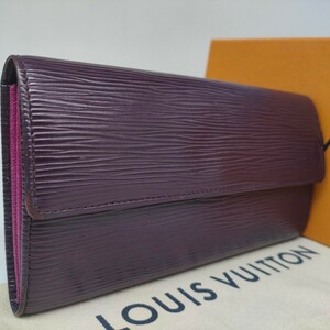 【極美品】ルイヴィトン LOUISVUITTON エピレザー ポルトフォイユ・サラ 長財布 新型 カシス ウォレット wallet 保存箱 メンズ レディース