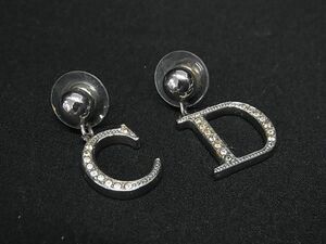 1円 ChristianDior クリスチャンディオール ラインストーン ピアス アクセサリー レディース シルバー系 FA3072