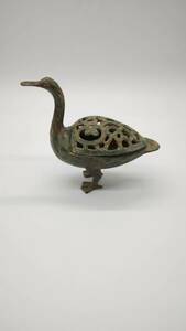 中国 古物 置物 銅製 唐物 時代物 香炉 青銅器 動物模様 蓋あり 中国古美術