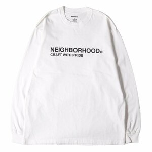 NEIGHBORHOOD ネイバーフッド Tシャツ サイズ:L ブランドロゴ ロングスリーブ Tシャツ ホワイト 白 トップス カットソー 長袖 ブランド