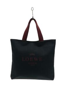 LOEWE◆ロゴプリントトートバッグ/キャンバス/ブラック