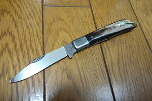 昭和レトロ　古いポケットナイフ　ステンレス・日本製　水牛角？のハンドル　デッドストック品