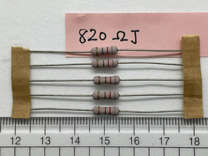 小形酸化金属皮膜抵抗器1W RSS1 (5本) 820ΩJ (KOA) (出品番号749)