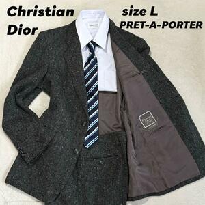 1円〜未使用級 Christian Dior クリスチャンディオール スーツ セットアップ プレタポルテ ツイード L グレー