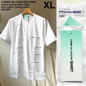 XL 新品レア 2022AW コムデギャルソンシャツ COMME des GARCONS SHIRTカットアウト パッチワーク Tシャツ 定1.43万 白 ホワイト アップリケ