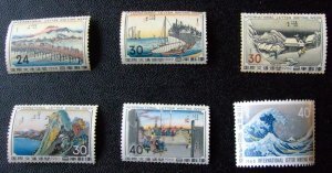 未使用 昔の切手 国際文通週間 1958-63 ６枚組