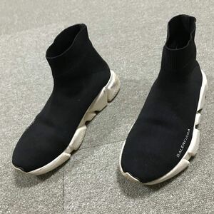 【バレンシアガ】本物 BALENCIAGA 靴 25cm 黒 スピードトレーナー スニーカー カジュアルシューズ ソックススニーカー レディース 伊製 38