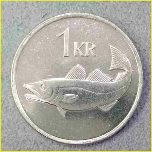 【アイスランド 1クローナ 硬貨/1999年】 1KR/EIN KRONA/コイン/ISLAND