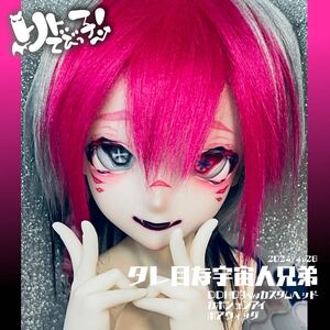 ★リトでび★DDH-09SW/カスタムヘッド＋ウィッグ、アイ/宇宙人兄弟 ピンク/レジン盛り小難あり