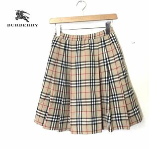 A980-N◆良品◆ BURBERRY バーバリー プリーツスカート 膝丈 ボトムス レディース キッズ◆size160A ベージュ ノヴァチェック ウール