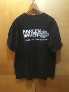 90s ビンテージ Harley Davidson ポケット Tシャツ XL 黒 ハーレーダビッドソン HARLEY HAVEN USA製