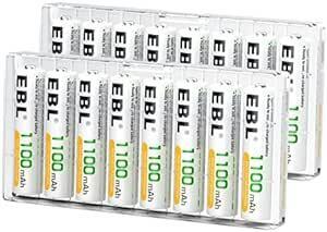 EBL 単4電池 充電式 16個パック 単四電池 ニッケル水素電池 高容量1100mAh 単4充電池 約1200回使用可能 ケース