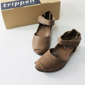 定価4.3万円 trippen トリッペン GENTLE-WAW ジェントル ベルクロストラップのヒールアップシューズ 36/グレージュ 23cm【2400013360975】