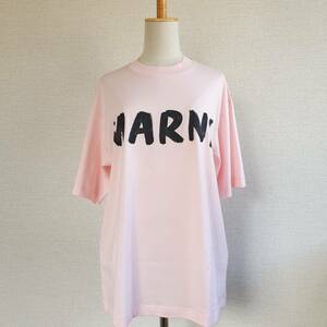 【【新品・未使用】MARNI KIDS ロゴプリントコットンTシャツ　ピンク　IT36　THJET49EPHUSCS11 LOC13