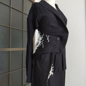 2022SS【Yohji Yamamoto Collection 】　ドレープ ステッチ アシンメトリックジャケット&スカート