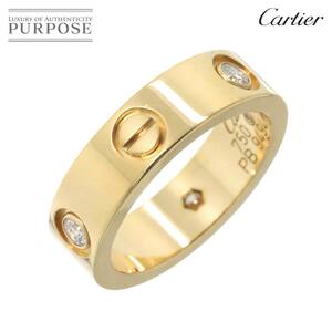 カルティエ Cartier ラブ #52 リング ハーフ ダイヤ 3P K18 YG イエローゴールド 750 指輪 LOVE Ring 90232440