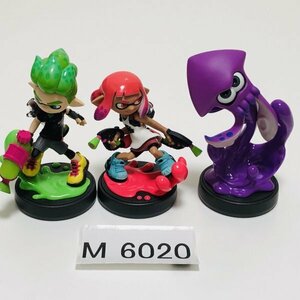 M6020 ●中古 美品 即決●amiibo ガール ネオンピンク + ボーイ ネオングリーン + イカ ネオンパープル セット (アミーボ スプラトゥーン)