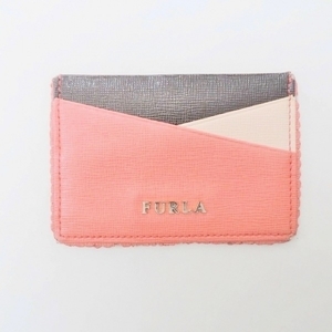 フルラ FURLA カードケース - レザー ピンク×黒×ライトピンク 財布
