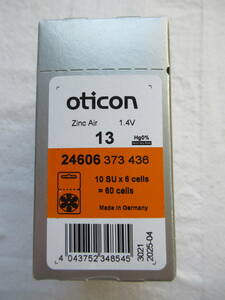 補聴器用空気電池 oticon オーティコン 13 10セット(60玉)