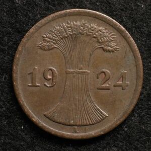 KM#31/ドイツワイマール共和国 ２レンテンペニヒ銅貨（1924）[E580]コイン