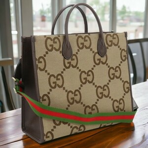 中古 グッチ トートバッグ レディース ブランド GUCCI ジャンボGG 2WAYトートバッグ 678839 ベージュ バッグ