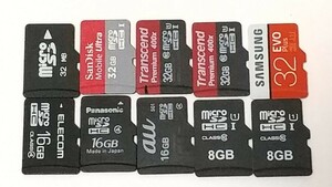 10枚セット microSDHCカード 32GB〜8GB マイクロSDカード　used ジャンク扱い