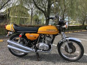 国内物 350SS マッハ カワサキ 初度検査/昭和48年7月 型式類別枠内 書付き エンジン載せ換えなし 純正外装 レストアベース車 KH 絶版 旧車