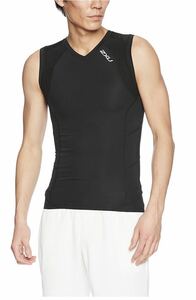 新品未開封 ツータイムズユー 2XU コンプレッションウェア COMPRESSION SLEEVELESS TOP MA2306a メンズ BLK/BLK Sサイズ