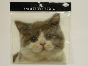 30601-7　ANIMAL ZIP　5枚入り　1袋　猫　　 アニマル ジップバック