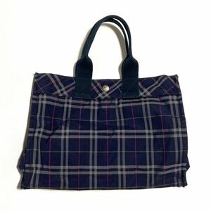 BURBERRY BLUE LABEL ☆ ノバチェック ネイビー トートバッグ ハンドバッグ 大人カジュアル 人気 バーバリー ブルーレーベル■SBA55