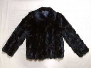 ■美品:黒いラビットのショート丈毛皮のコート S　　 DmU01
