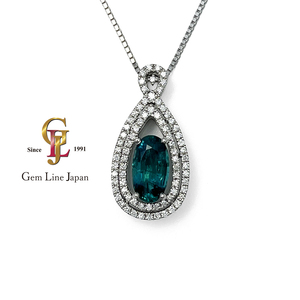 超稀少石 グランディディエライト 1.838ct ダイヤモンド 0.37ct プラチナ ネックレス 新品 GRJ鑑別書付