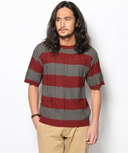 ALDIES Border Cable Tシャツ ケーブルニット半袖ニット アールディーズ