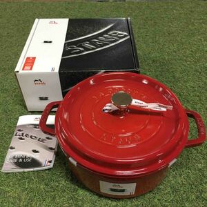 GX2083 staub ストウブ COCOTTE RONDE 1102406 24CM-3.7L レッド 鋳物 ホーロー キッチン調理器具 箱傷汚れ有り 未使用 保管品 鍋