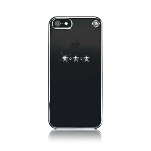 スマホケース カバー iPhoneSE(第一世代) 5 5s スワロフスキー ブラック 黒 SWAROVSKI メタリックミラークリスタル