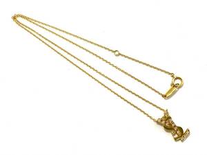 Yves Saint Laurent/イヴ サンローラン K18 ダイヤモンド 0.11ct ロゴ ネックレス 総重量約3.3g ゴールド YSL (48270H1)