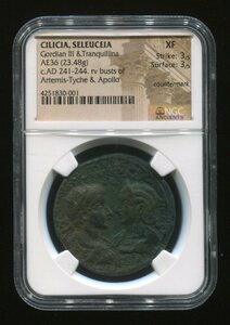 ローマ帝国　ゴルディアヌス3世,トランクィリナ　238-244年　青銅貨　NGC XF 管理番号 N00-00-21