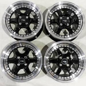 深リム BMS 6S-V2 ブラック/マシンリップ 15-6.5J 4H100 ＋40 NEOLIN NEOGREEN 165/50R15 ルークス ラパン パレット ワゴンR エッセ ミラ