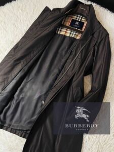 K31【極上ラムレザー】定価18万 超美品●BURBERRY LONDON●スタイリッシュ抜群●ジップステンカラーコート バーバリーコート メンズ 