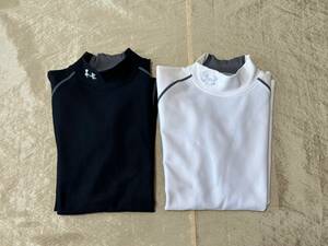 アンダーアーマー　METAL　(LG)黒・白2枚セット 冬用 厚手インナーシャツ コンプレッションウエア 長袖